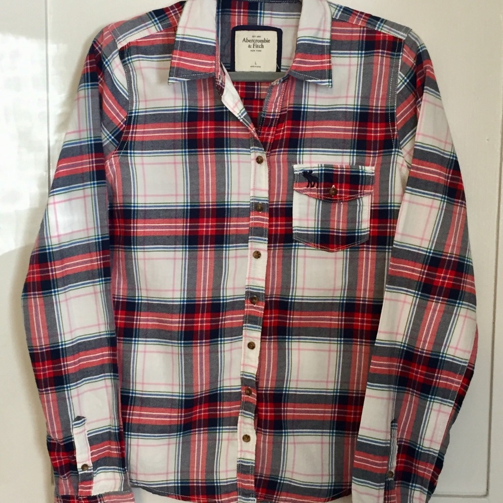 Abercrombie & Fitch NWT Red & White Plaid Button Down Shirt - XL